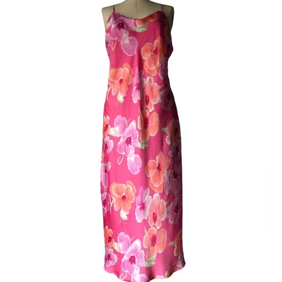 VTG NATORI SLIP DRESS IN A FLORAL PRINT - Picture 1 of 10